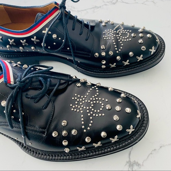 Gucci Men Beyond Leather Lace-Up Shoes With Studs - Picture 6 of 14